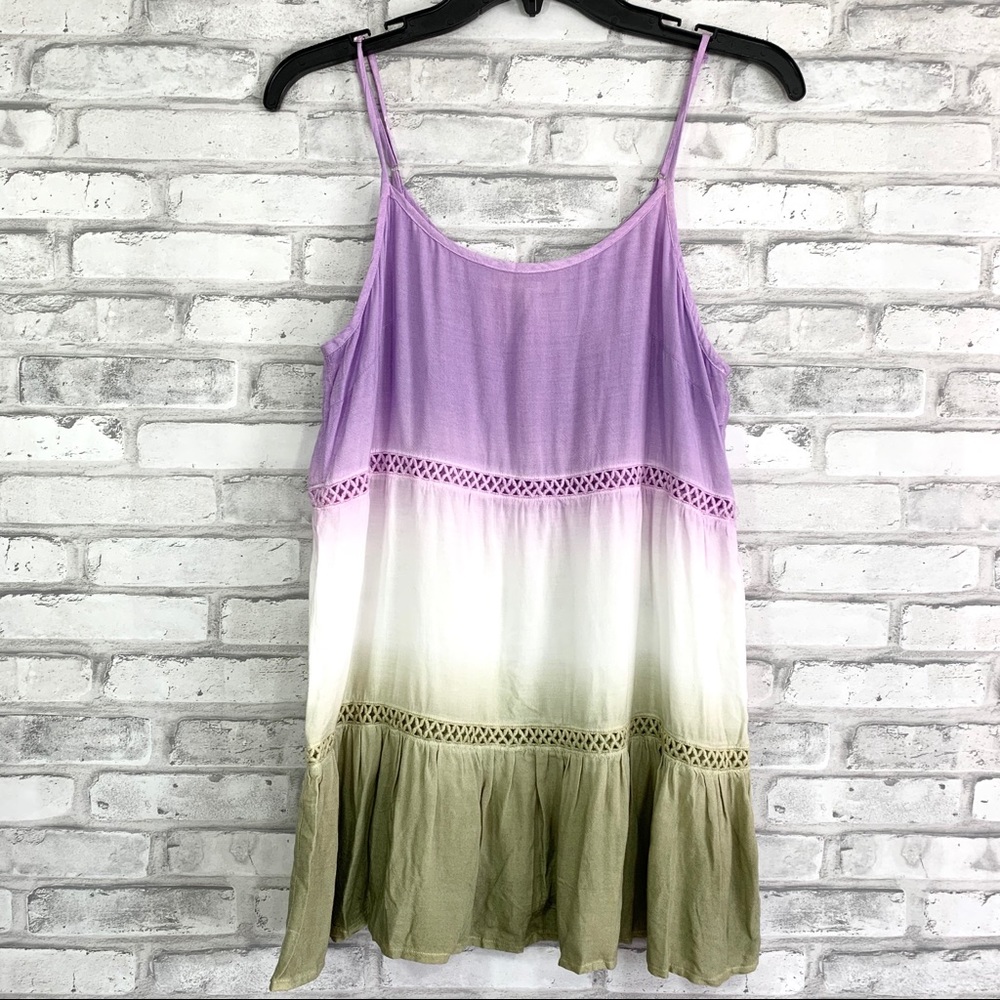 Entro Distressed Boho Crochet Tiered Strappy Top